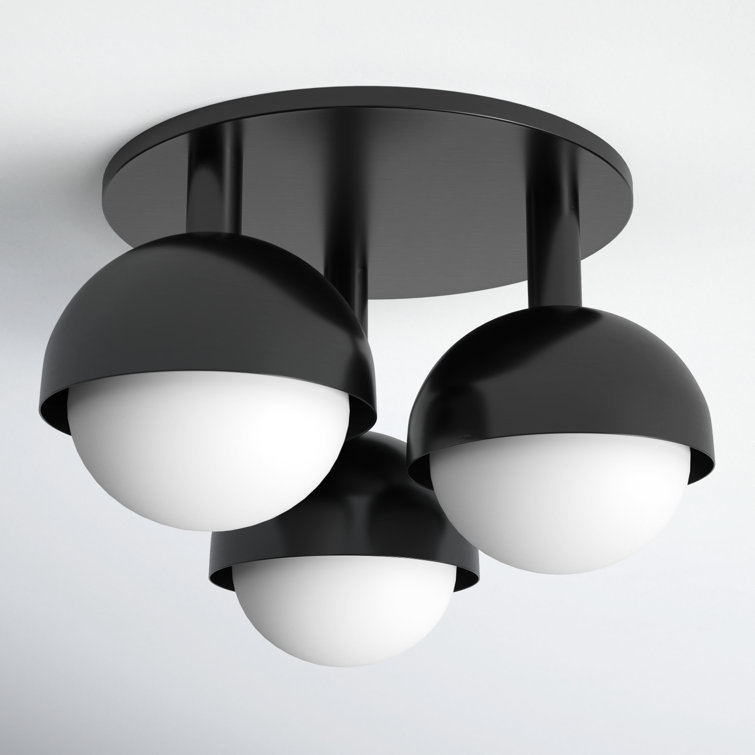 Old Bronze 3-Light Glass Globe Semi-Flush Mount