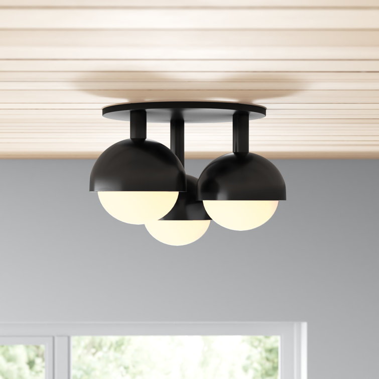 Old Bronze 3-Light Glass Globe Semi-Flush Mount