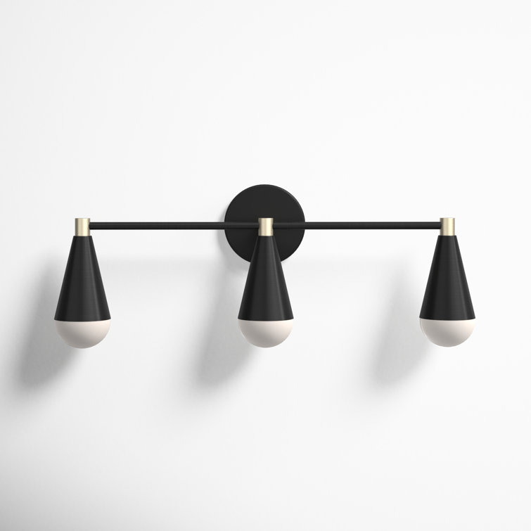Black and Brass 3-Light Dimmable Vanity Fixture