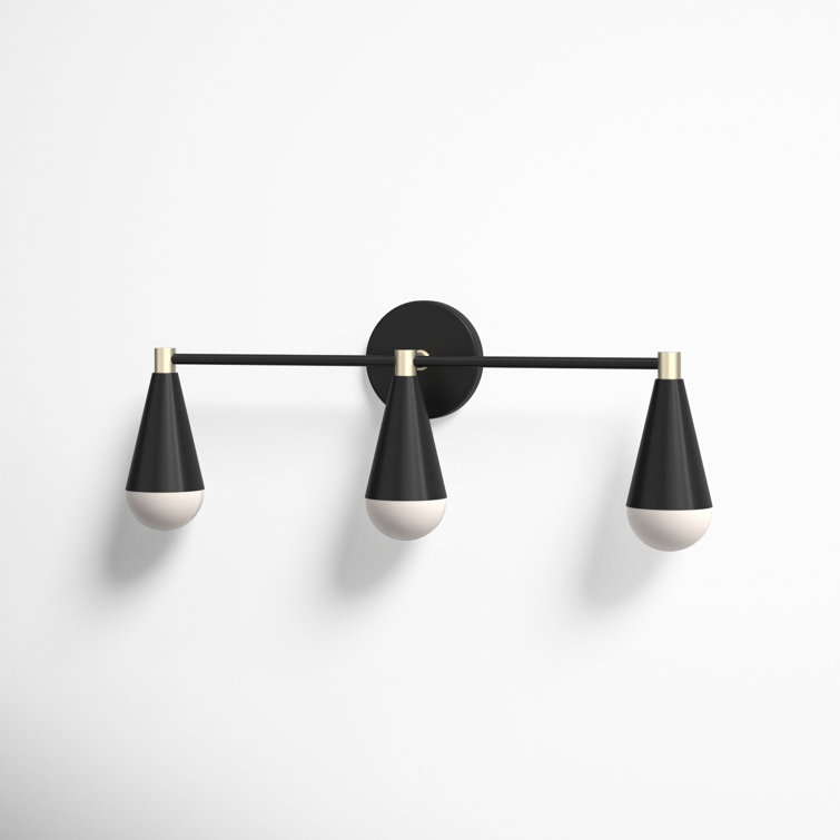 Black and Brass 3-Light Dimmable Vanity Fixture