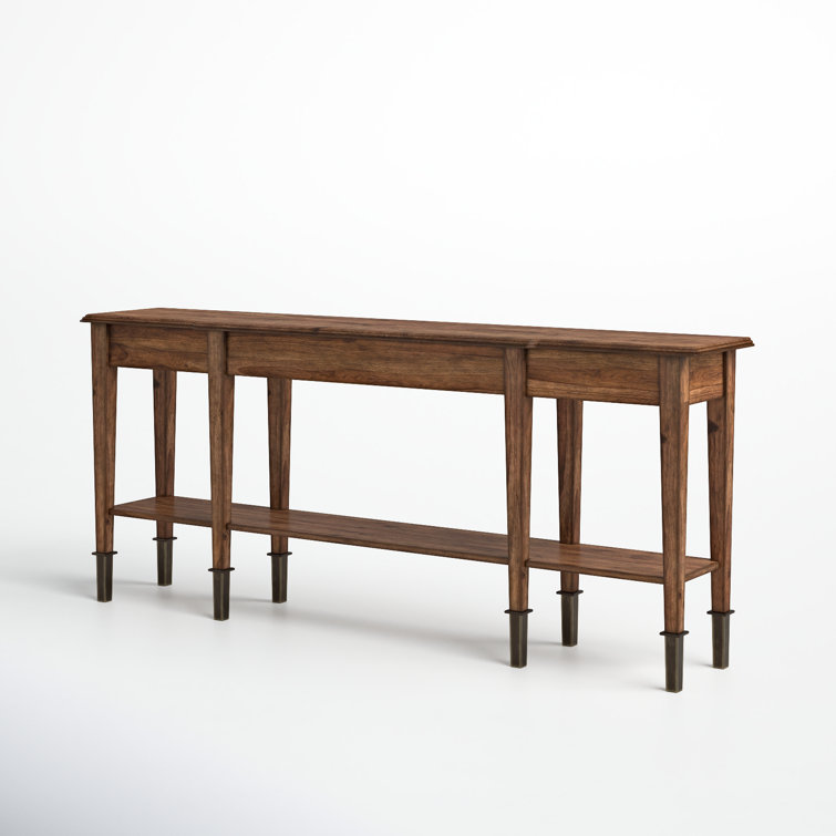 Traditional Brown Solid Wood Rectangular Console Table with Storage
