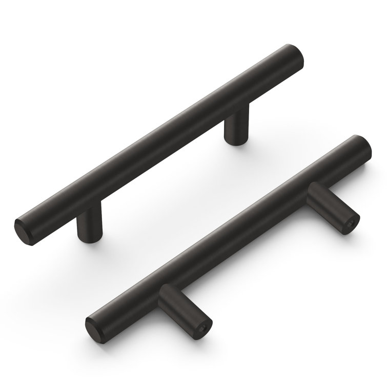 Brushed Black Nickel Modern Bar Cabinet Pulls with Mounting Hardware