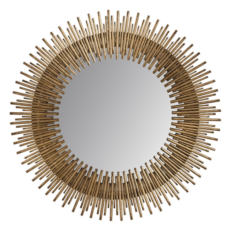 Aurora Gold Sunburst Ironwork Round Wall Mirror 30.5"