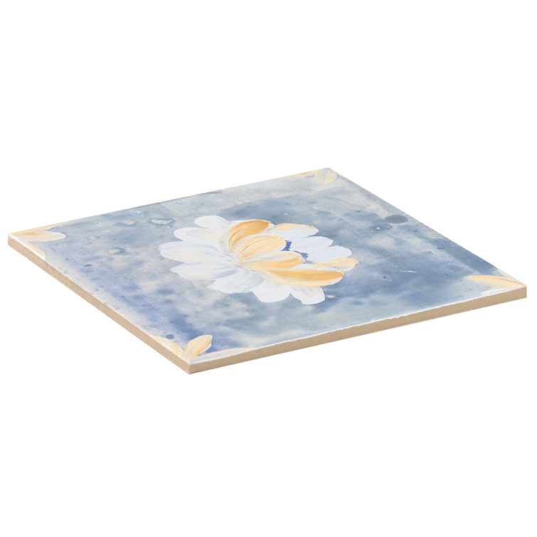 Angela Harris Blue and White Floral Porcelain Wall Tile