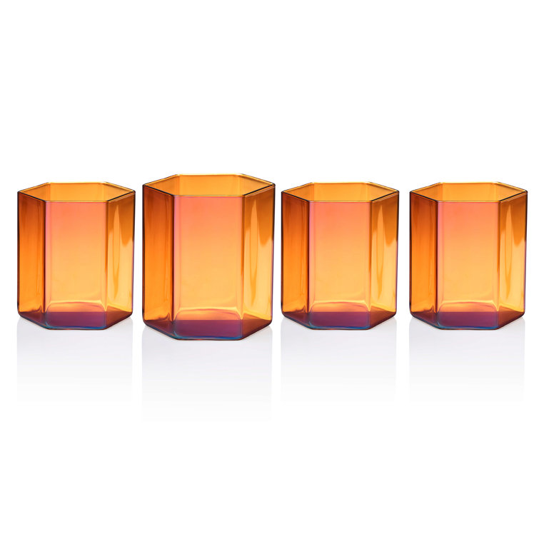 Small Orange Hexagonal Borosilicate Glass Set
