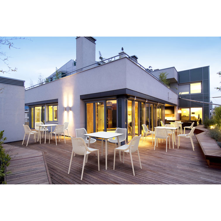White Square Synthetic Laminate Outdoor Dining Table