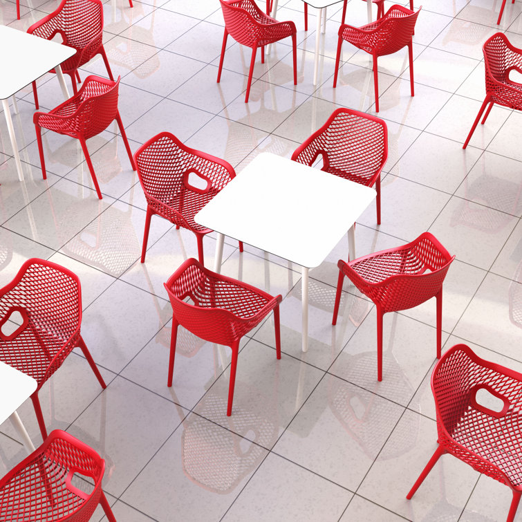 White Square Synthetic Laminate Outdoor Dining Table