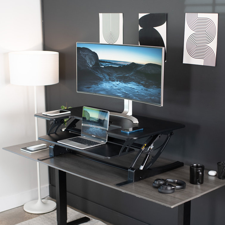 Black 42" Height Adjustable Standing Desk Converter
