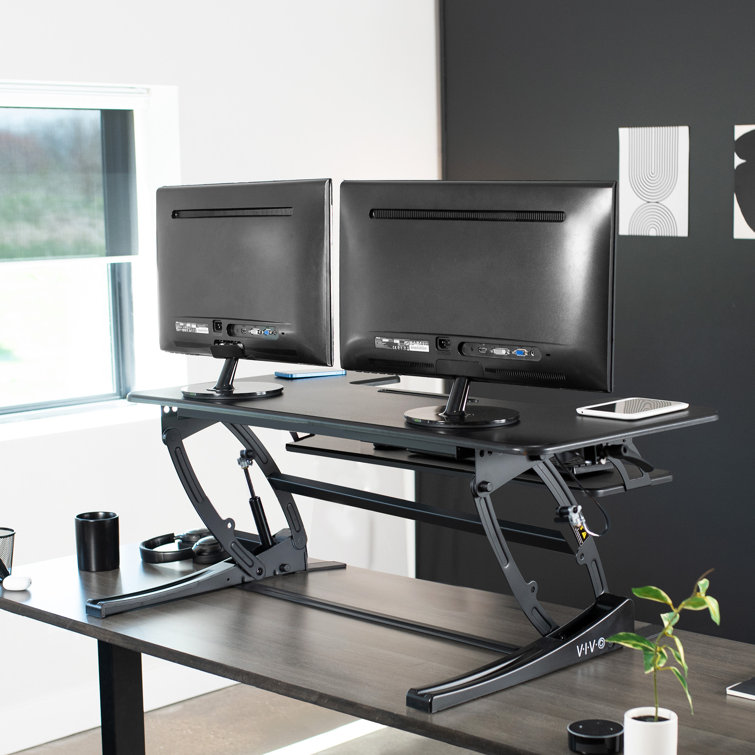 Black 42" Height Adjustable Standing Desk Converter
