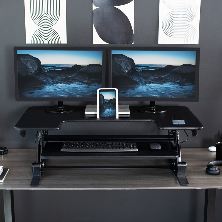 Black 42" Height Adjustable Standing Desk Converter