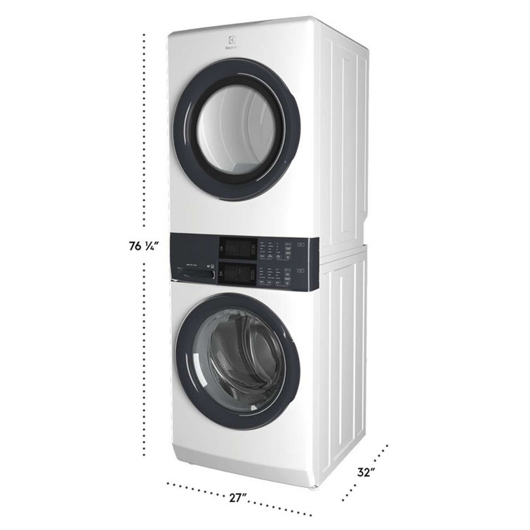 White Gas Stacked Washer and Dryer Set with Energy Star