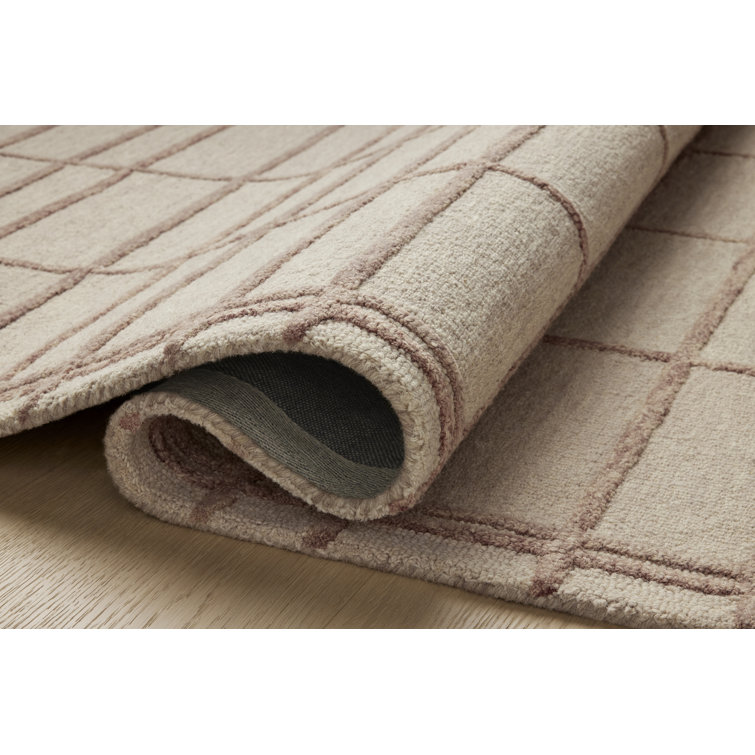 Handmade Rose Blush Wool Tufted Rectangular Area Rug