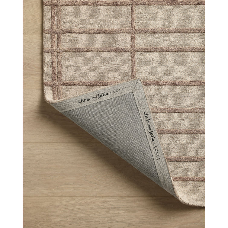 Handmade Rose Blush Wool Tufted Rectangular Area Rug