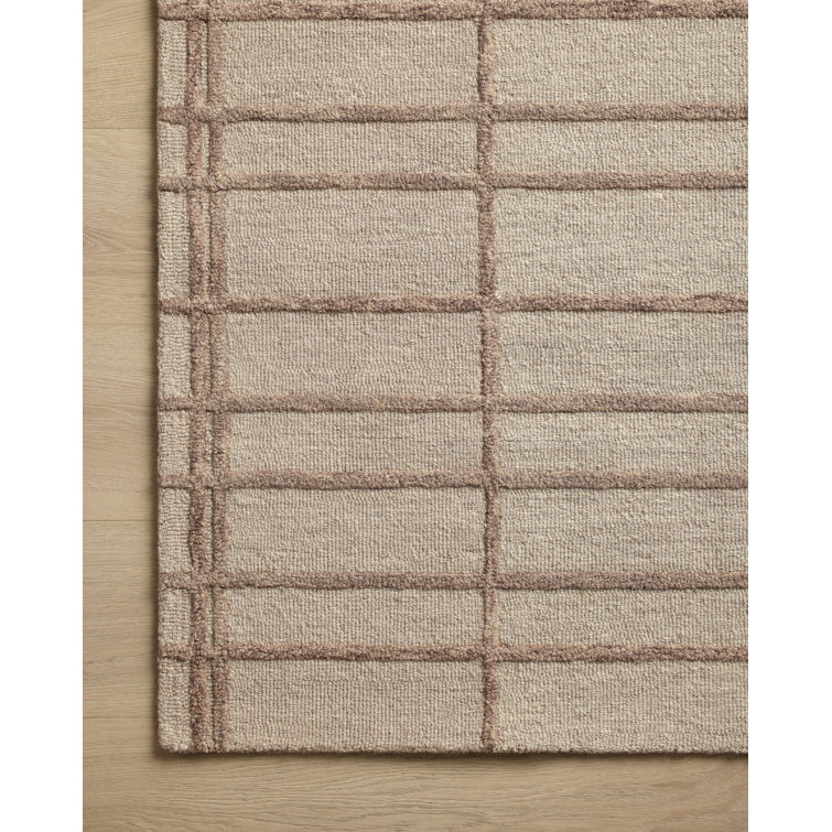 Handmade Rose Blush Wool Tufted Rectangular Area Rug