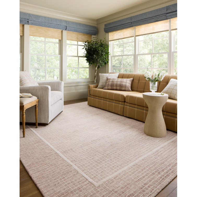 Blush and Ivory Hand-Tufted Wool Rectangular Area Rug