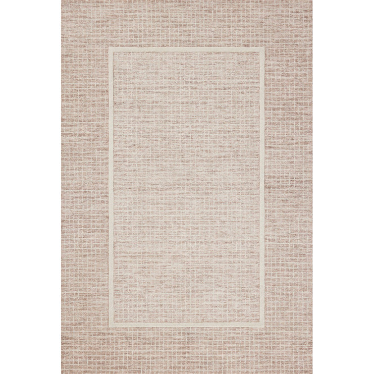 Blush and Ivory Hand-Tufted Wool Rectangular Area Rug
