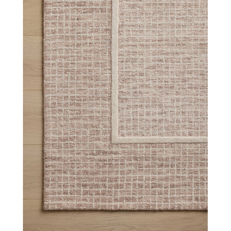 Blush and Ivory Hand-Tufted Wool Rectangular Area Rug