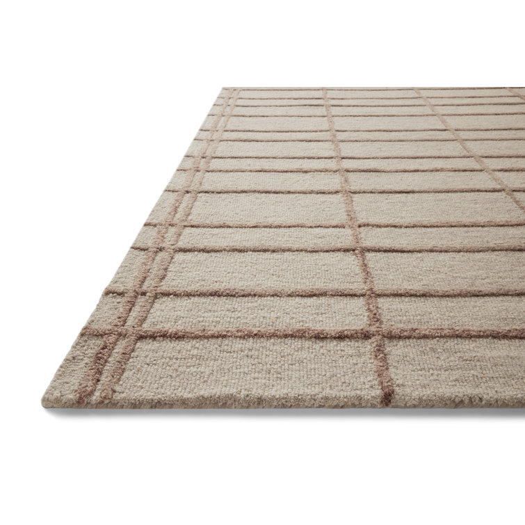 Handmade Rose Blush Wool Tufted Rectangular Area Rug