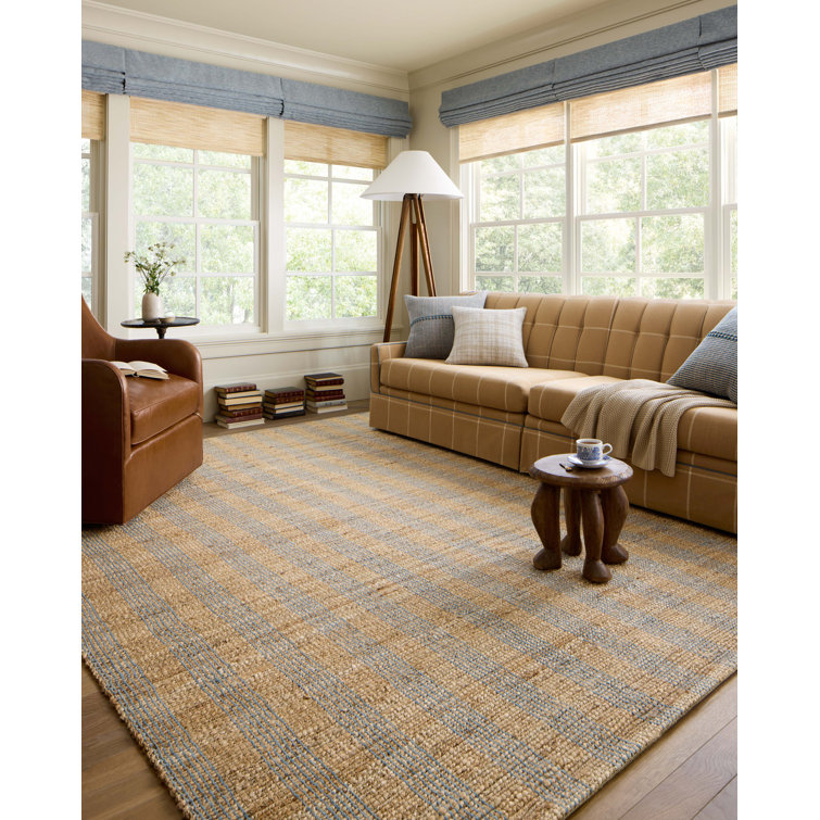 Judy Natural and Sky Striped Cotton Viscose Rug 2'-3" x 3'-9"