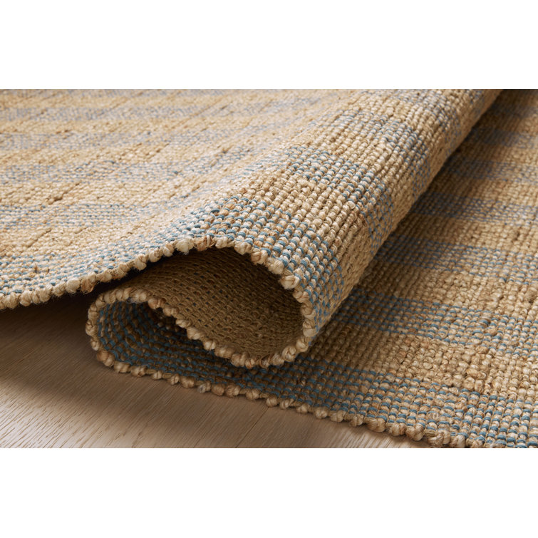 Judy Natural and Sky Striped Cotton Viscose Rug 2'-3" x 3'-9"