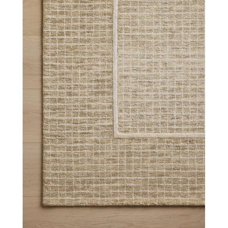 Wheat and Ivory Hand-Tufted Wool Rectangular Area Rug