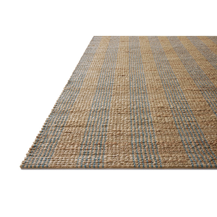 Judy Natural and Sky Striped Cotton Viscose Rug 2'-3" x 3'-9"