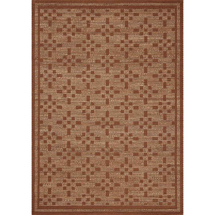 Natural and Spice Geometric Jute-Blend Area Rug 2'3" x 3'9"