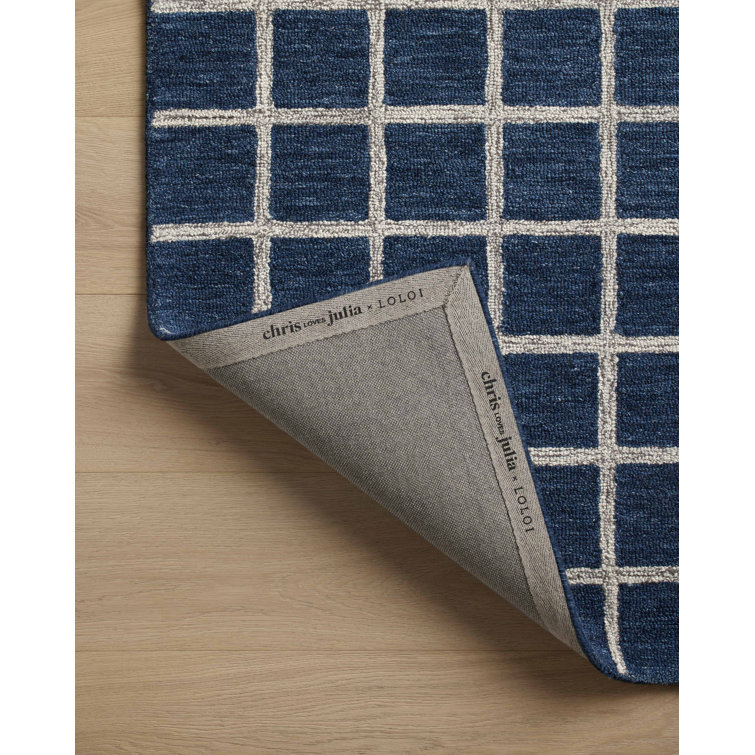 Polly Navy and Silver Hand-Tufted Wool Area Rug 5'-0" x 7'-6"