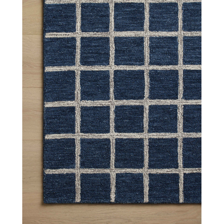 Polly Navy and Silver Hand-Tufted Wool Area Rug 5'-0" x 7'-6"