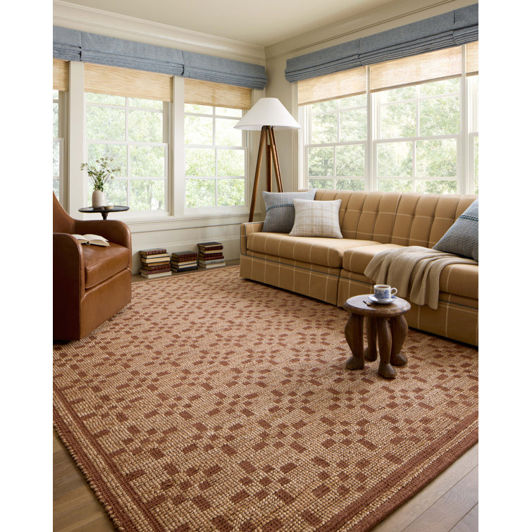 Natural and Spice Geometric Jute-Blend Area Rug 2'3" x 3'9"