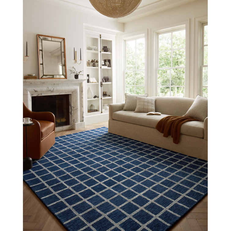 Polly Navy and Silver Hand-Tufted Wool Area Rug