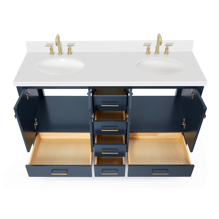 Cambridge Midnight Blue Double Vanity with Quartz Top