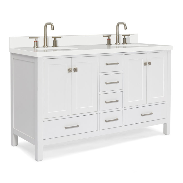 Cambridge 61'' White Double Vanity with Quartz Top