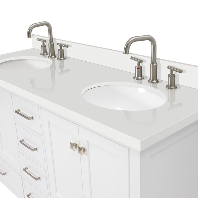 Cambridge 61'' White Double Vanity with Quartz Top