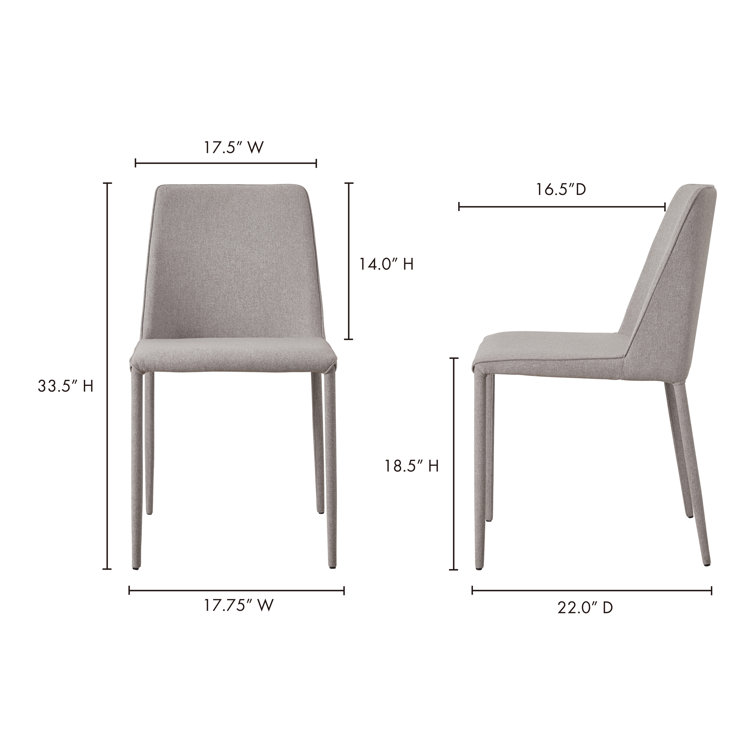 Gray Upholstered Metal Frame Side Chair Set of 2