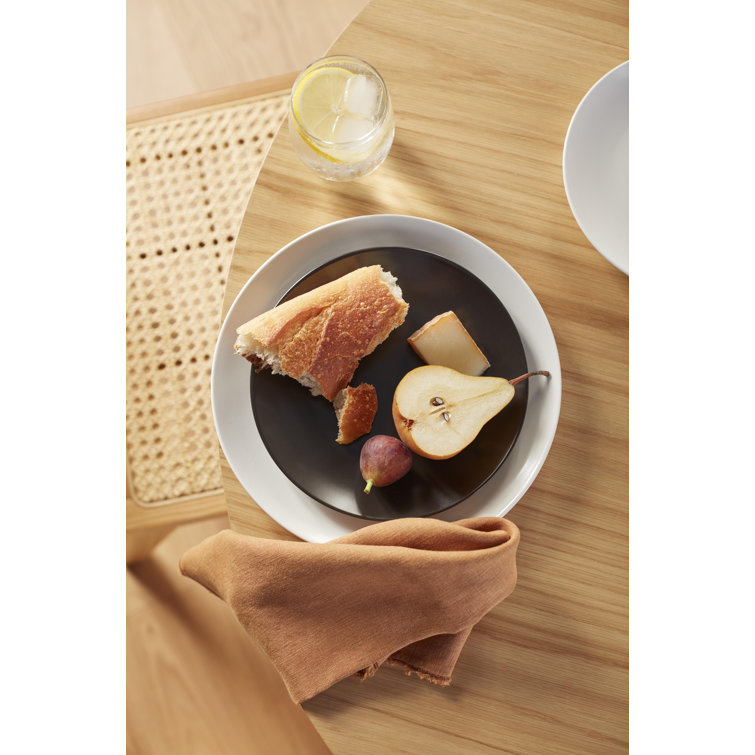 Black Ceramic Round Dinner Plates, Set of 4