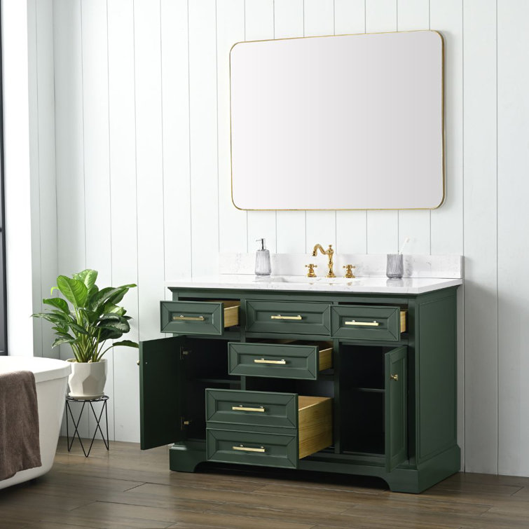 Thompson 48" Evergreen Wood Vanity with Carrara White Top