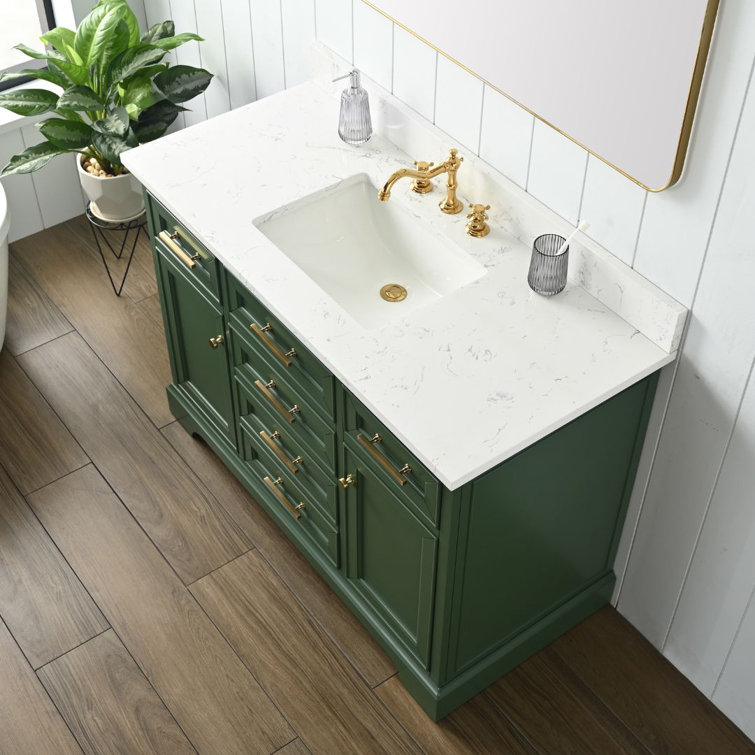 Thompson 48" Evergreen Wood Vanity with Carrara White Top