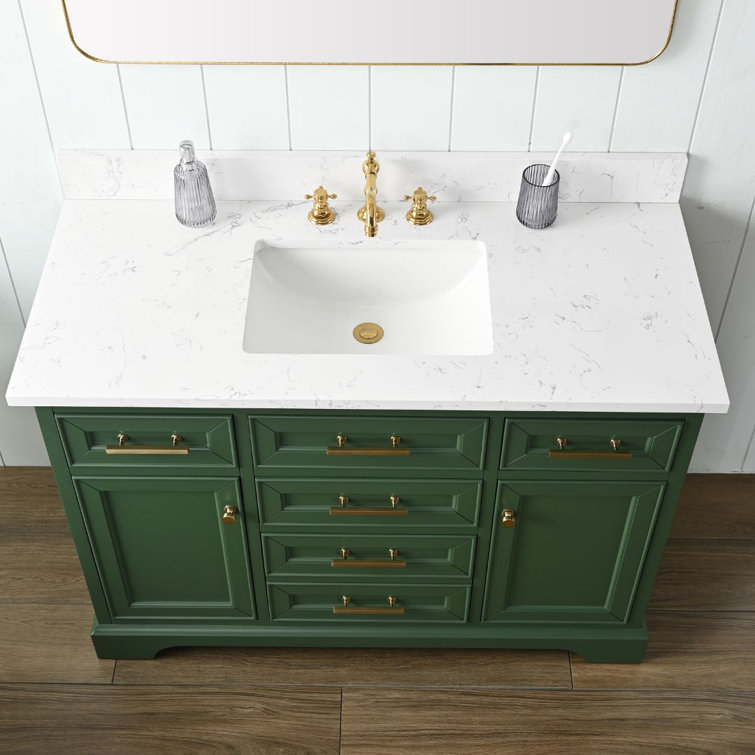 Thompson 48" Evergreen Wood Vanity with Carrara White Top