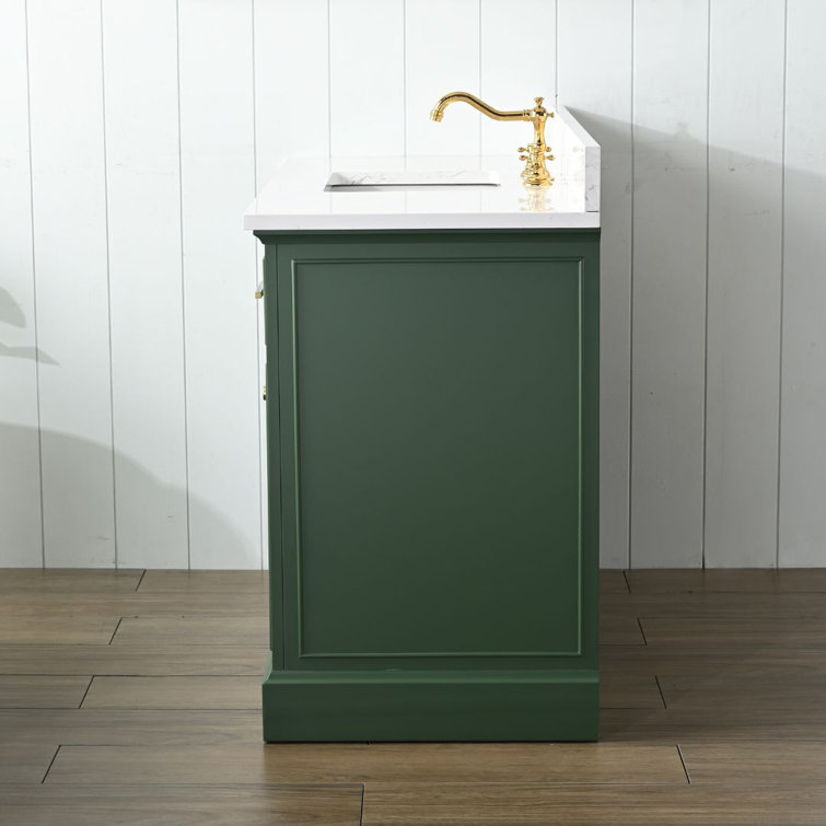 Thompson 48" Evergreen Wood Vanity with Carrara White Top