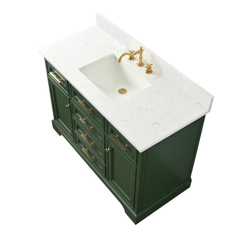 Thompson 48" Evergreen Wood Vanity with Carrara White Top