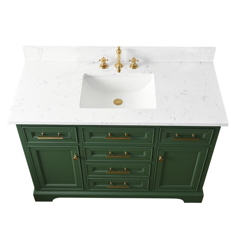 Thompson 48" Evergreen Wood Vanity with Carrara White Top