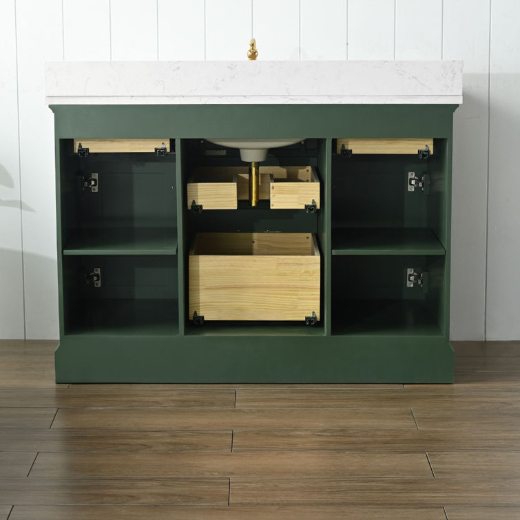 Thompson 48" Evergreen Wood Vanity with Carrara White Top