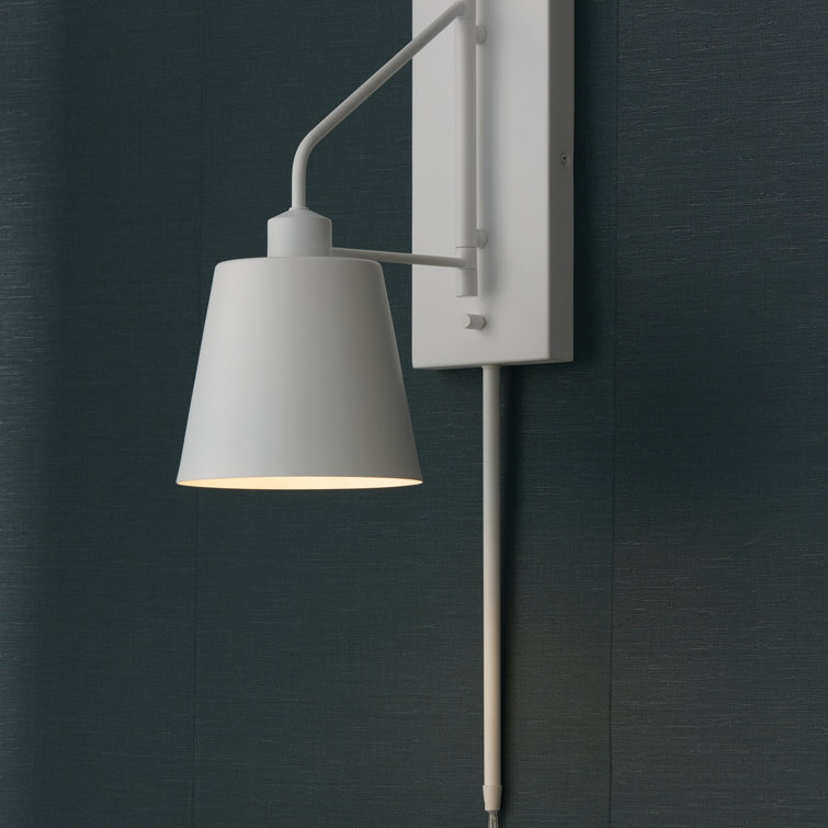 Matte White Metal Swing Arm Wall Sconce