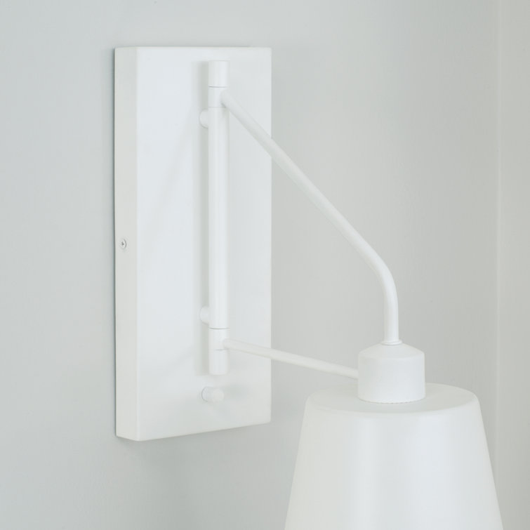 Matte White Metal Swing Arm Wall Sconce