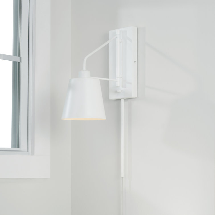 Matte White Metal Swing Arm Wall Sconce