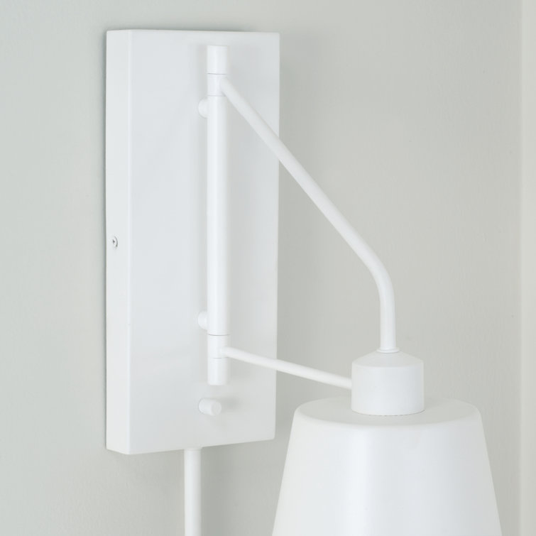 Matte White Metal Swing Arm Wall Sconce