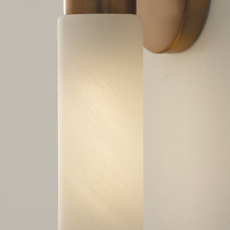 Alyssa Aged Brass 2-Light Wall Sconce with Faux Alabaster Glass