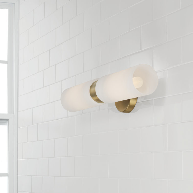 Alyssa Aged Brass 2-Light Wall Sconce with Faux Alabaster Glass