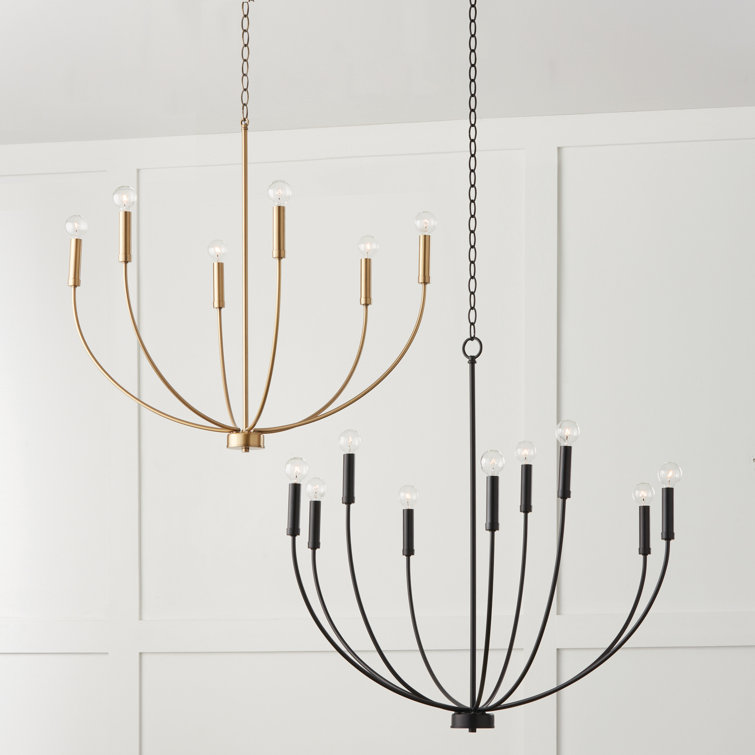 Ansley Matte Black 9-Light Metal Candle Chandelier